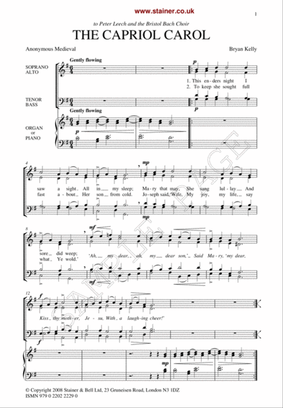 The Capriol Carol The Capriol Carol 4-Part scores gallery preview page 2