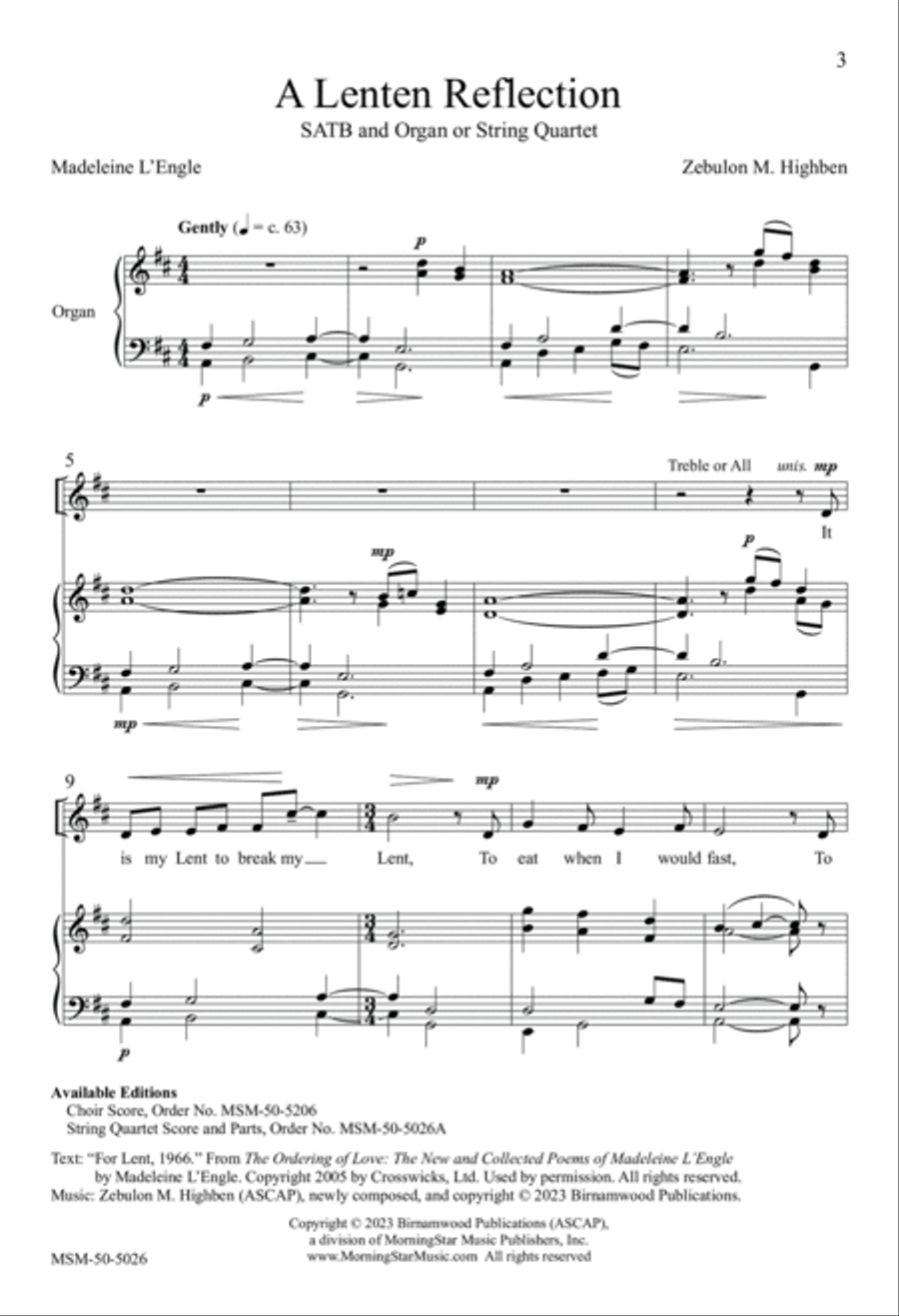 A Lenten Reflection A Lenten Reflection 4-Part scores gallery preview page 3