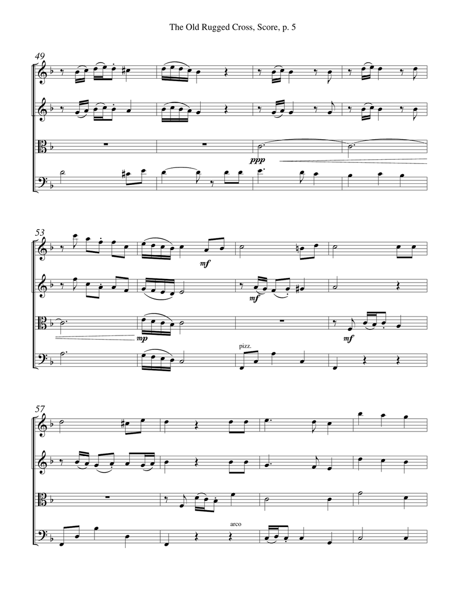 HYMNS FOR THE STRING QUARTET, 4 Arrangements by Gary Lanier (Includes Score and Parts) String Quartet scores gallery preview page 6