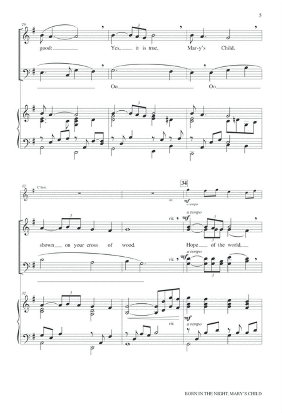 Born in the Night Mary's Child 4-Part scores gallery preview page 6