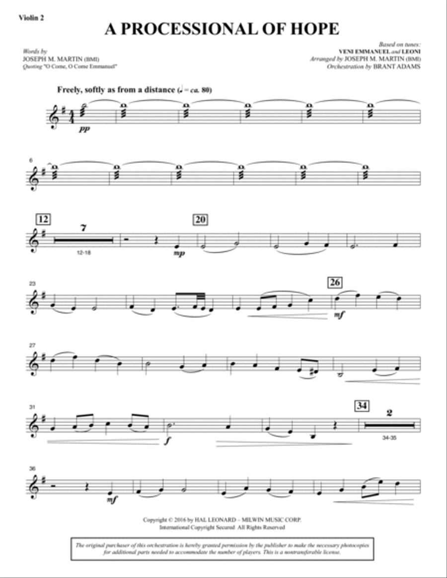 Invitation to a Miracle - Violin 2 Choir scores gallery preview page 5