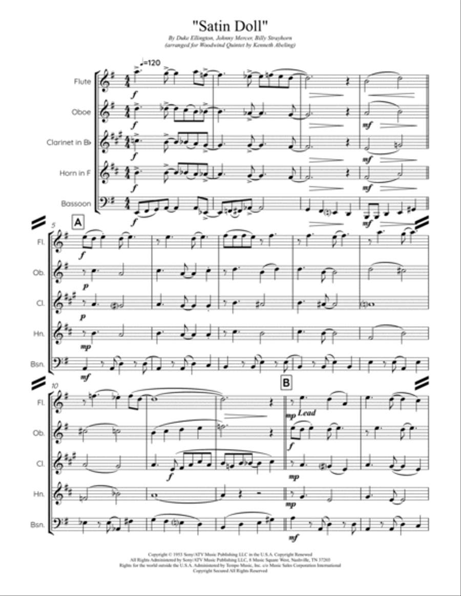 Satin Doll Woodwind Quintet scores gallery preview page 2