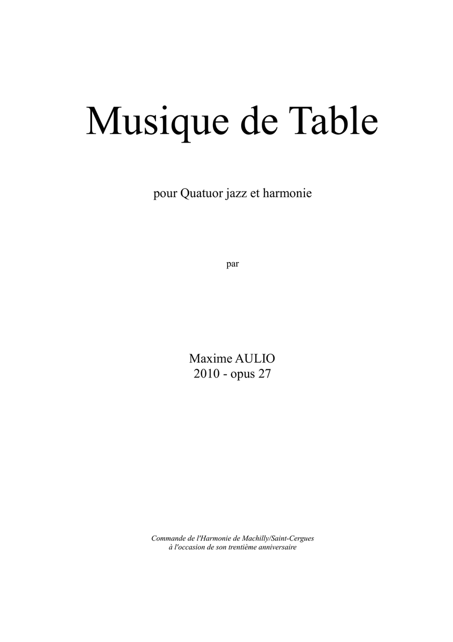 Musique de Table (Tafelmusik), for jazz quartet & wind band - score Concert Band scores gallery preview page 1