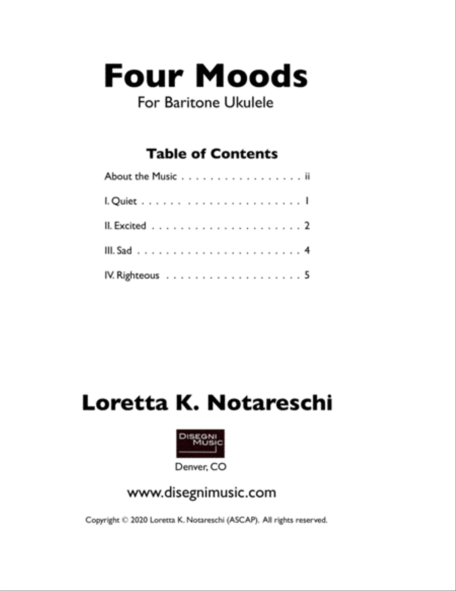 Four Moods for Baritone Ukulele Baritone Ukulele scores gallery preview page 3