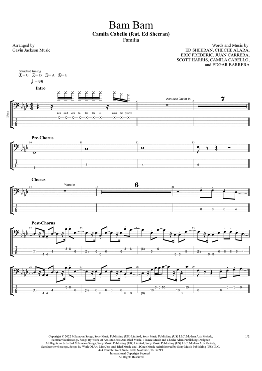 Bam Bam Bam Bam Guitar Tablature scores gallery preview page 1