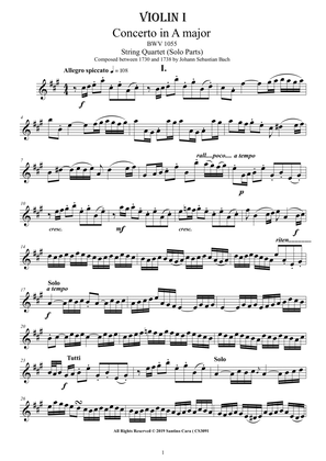 Bach - Concerto in A major BWV 1055 for String Quartet - Complete Parts