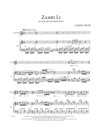Five Sephardic Choruses: Zamri Li
