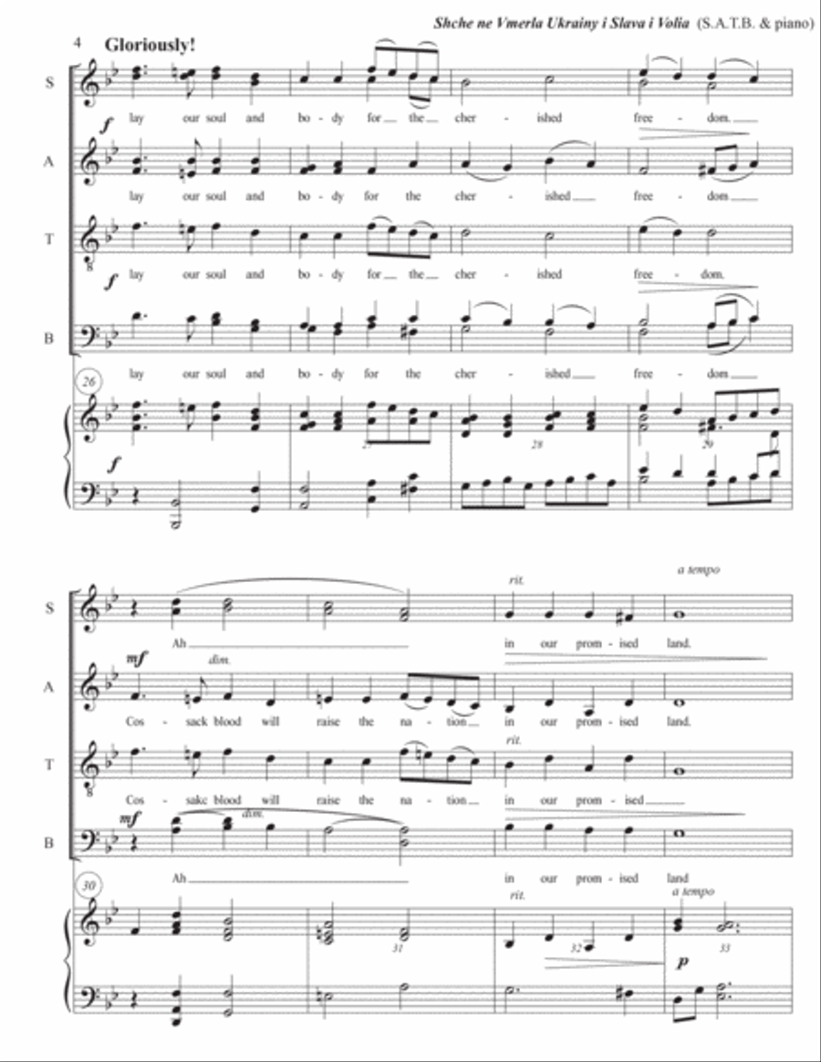 Ukrainian National Anthem 4-Part scores gallery preview page 6