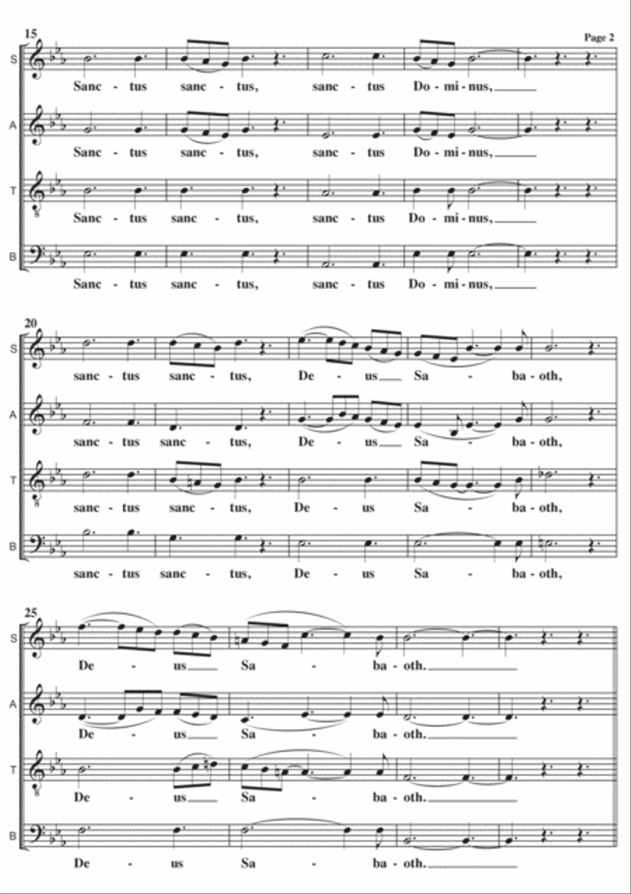 Sanctus St.Cecilia Mass A Cappella SATB 4-Part scores gallery preview page 2