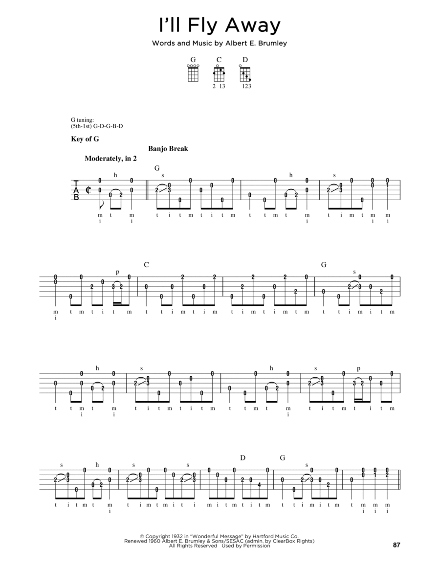 I'll Fly Away Banjo scores gallery preview page 1