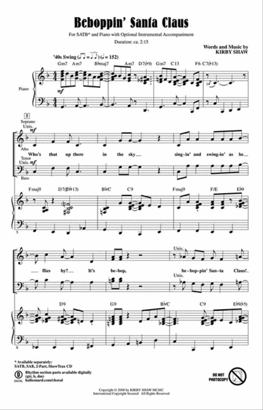 Beboppin' Santa Claus Beboppin' Santa Claus Vocal Jazz Ensemble scores gallery preview page 2
