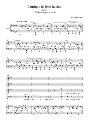 Cantique de Jean racine, Op.11 (SATB) with organ or piano - Gabriel Fauré