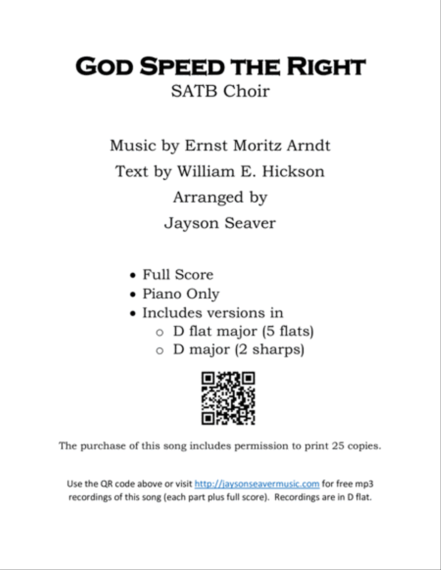 God Speed The Right 4-Part scores gallery preview page 1