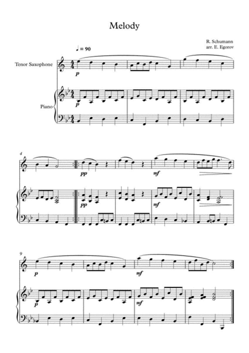 Melody, Robert Schumann, For Tenor Saxophone & Piano image number null