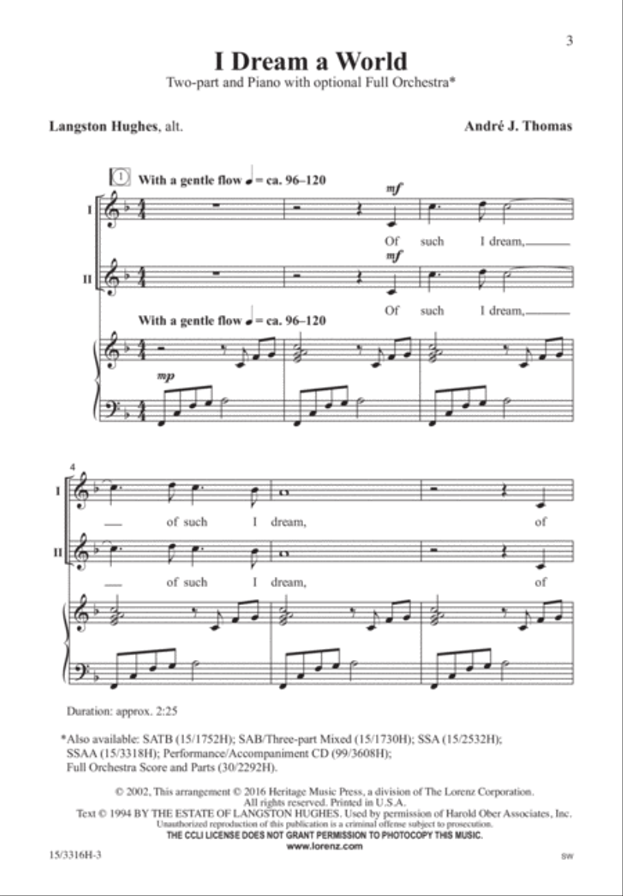 I Dream a World 2-Part scores gallery preview page 2