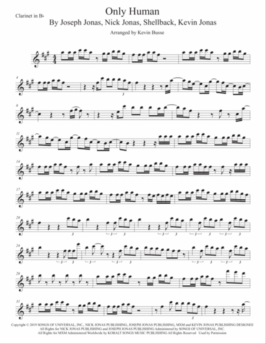 Only Human Clarinet Solo scores gallery preview page 1
