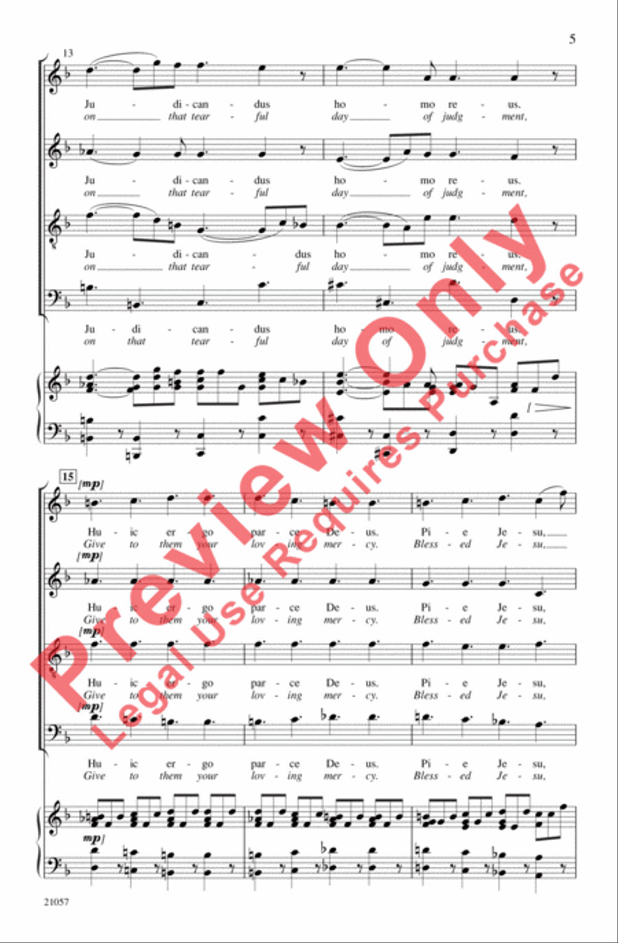 Lacrimosa (from Requiem) Lacrimosa (from Requiem) 4-Part scores gallery preview page 5
