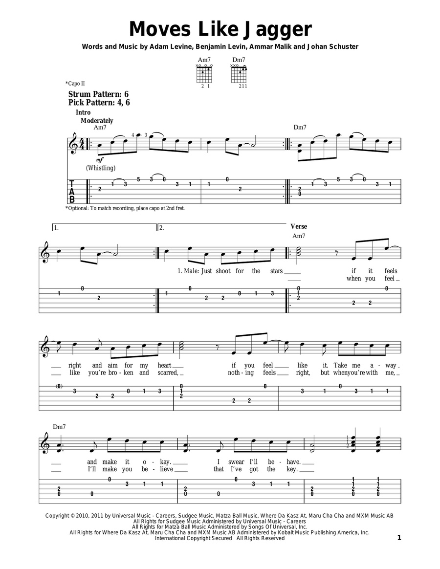 Moves Like Jagger Acoustic Guitar scores gallery preview page 1