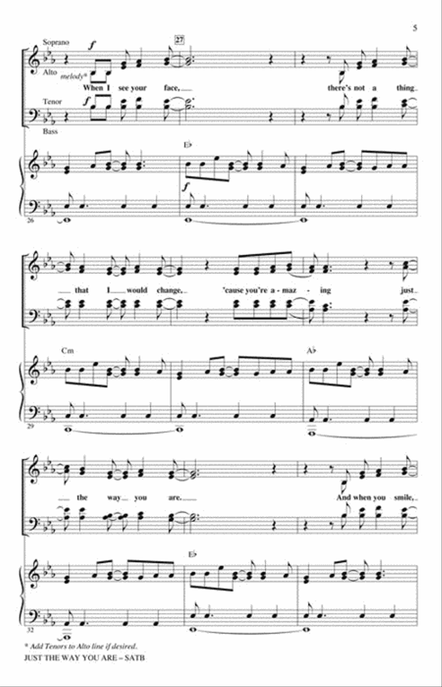 Just the Way You Are 4-Part scores gallery preview page 2