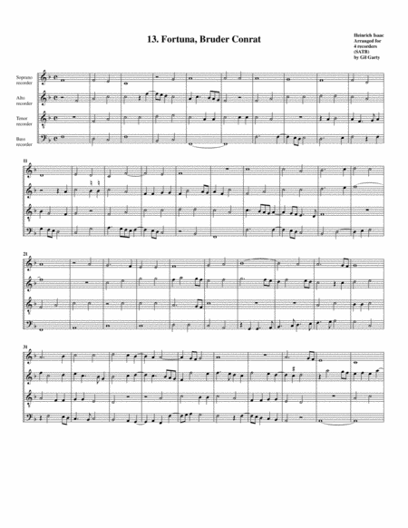 13. Fortuna, Bruder Conrat (arrangement for 4 recorders)