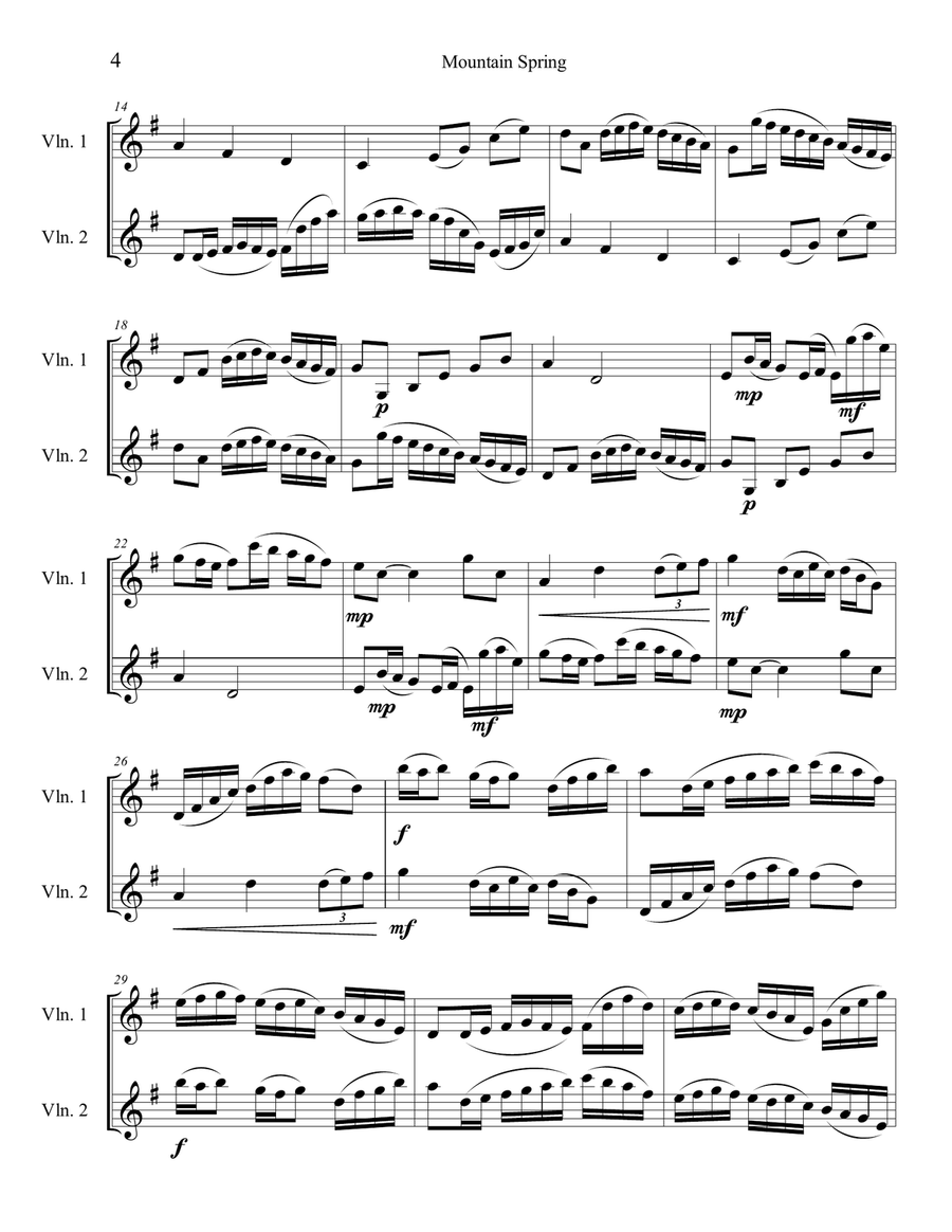 Twelve Canons for Two Violins - Mountain Spring String Duet scores gallery preview page 2