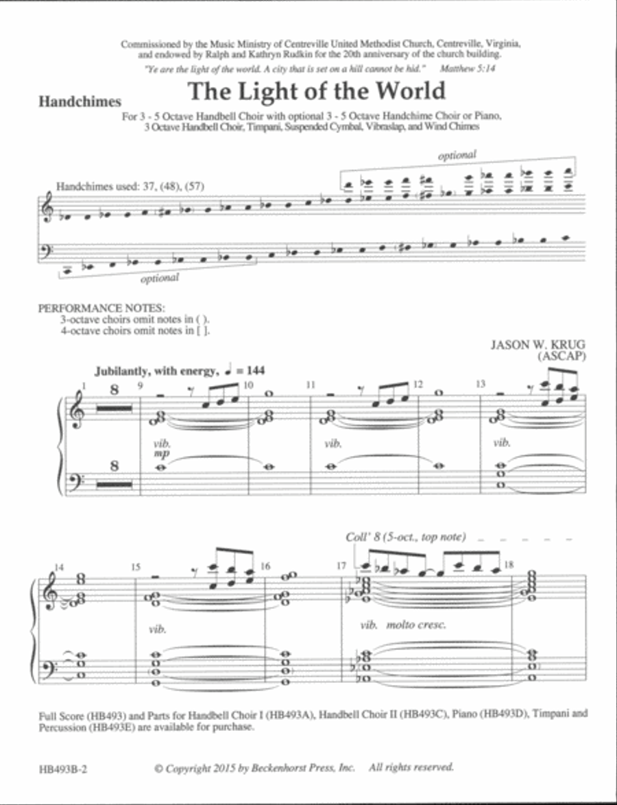 The Light of the World - handchime part Handbell Choir scores gallery preview page 2