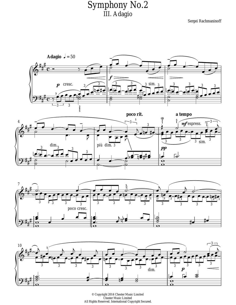 Symphony No.2 - 3rd Movement Piano Solo scores gallery preview page 1