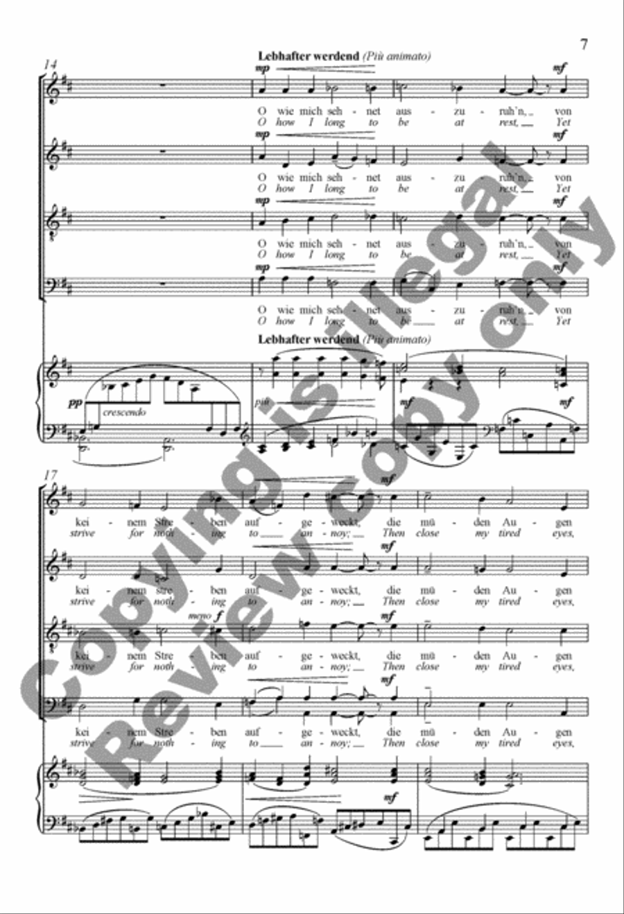 O wüsst’ ich doch den Weg zurück (O That I Knew the Way Back Home) 4-Part scores gallery preview page 18