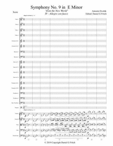 Dvorak New World Symphony No 9 Movement IV with Transposed Instruments and Full Score - Allegro con image number null