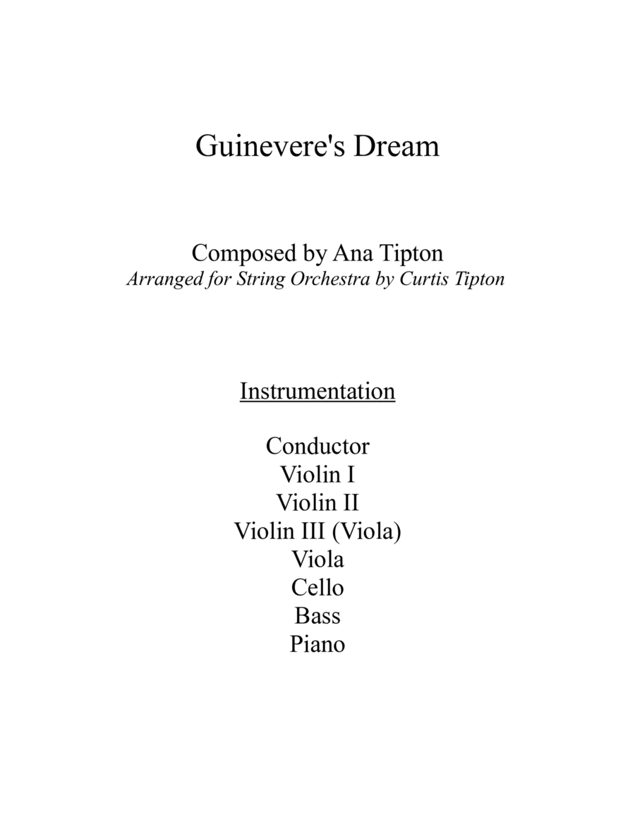 Guinevere's Dream String Orchestra scores gallery preview page 1