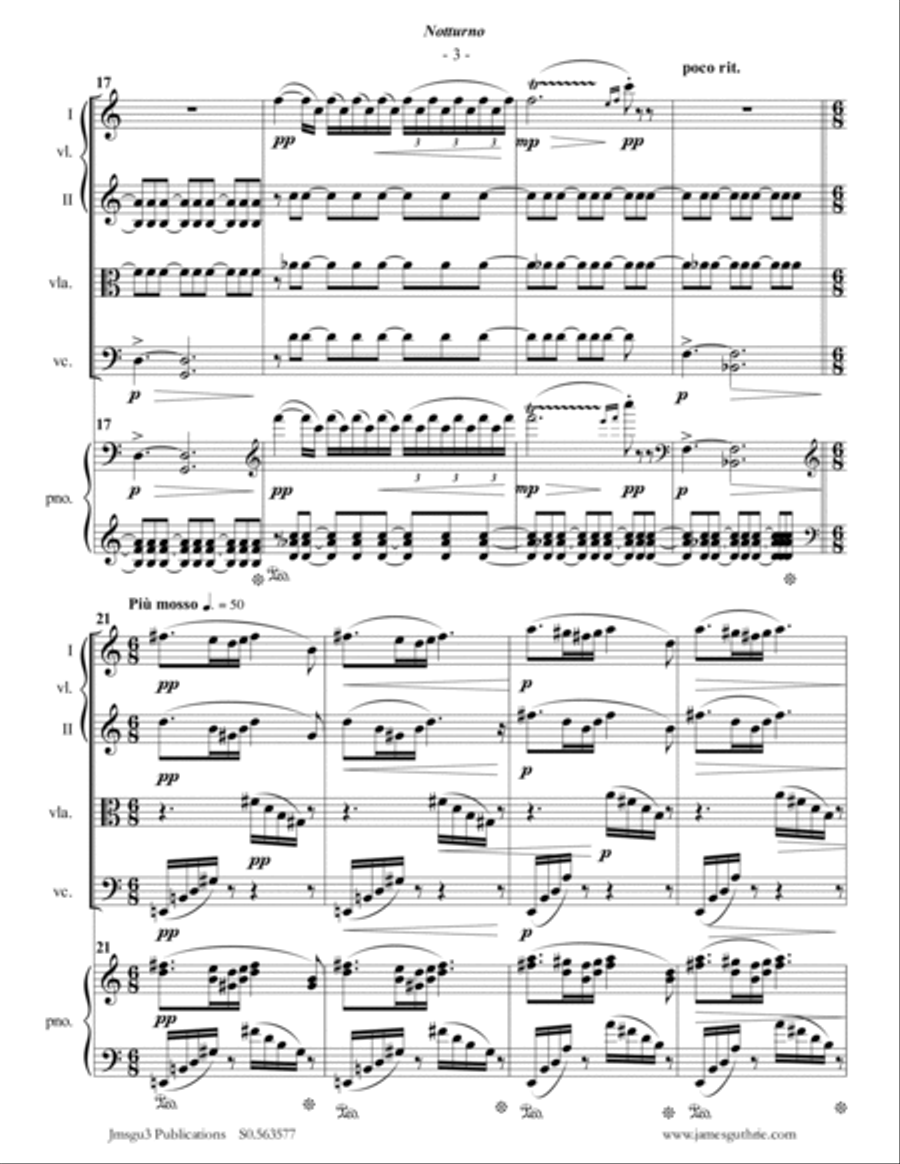 Grieg: Notturno Op. 54 No. 4 for Piano Quintet Piano Quintet scores gallery preview page 3