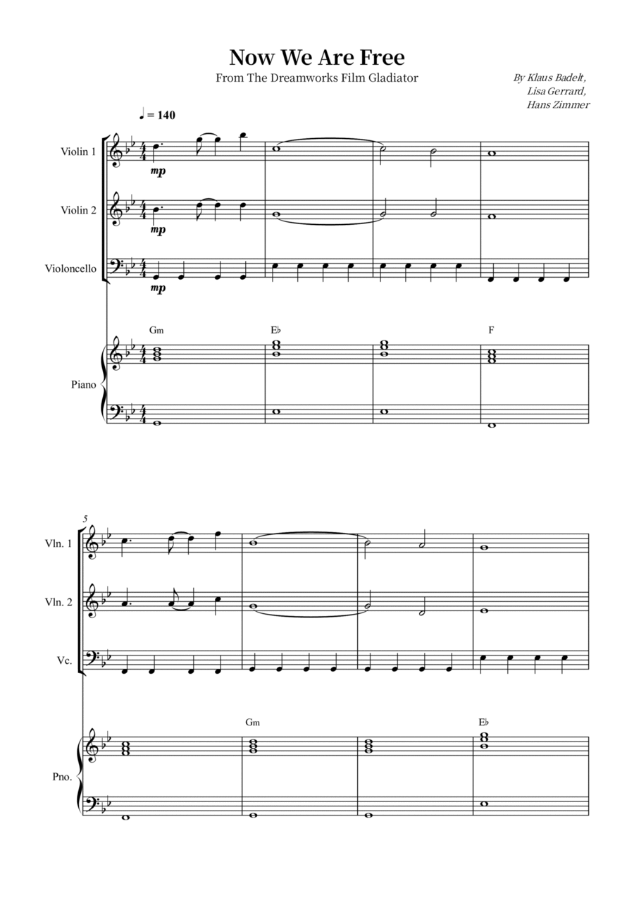 Now We Are Free Now We Are Free String Trio scores gallery preview page 1