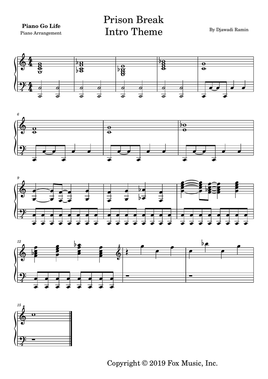 Prison Break Piano Solo scores gallery preview page 1