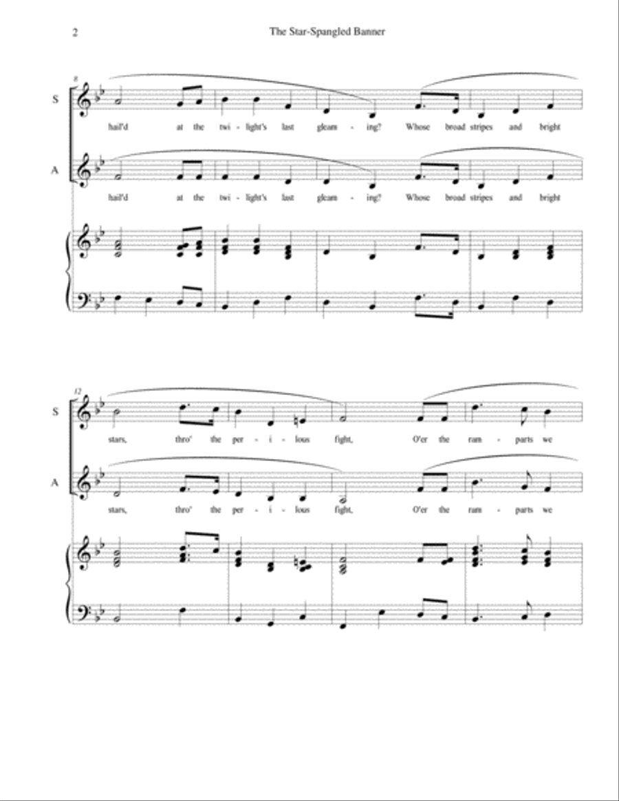 The Star-Spangled Banner - SA choir with piano accompaniment SA scores gallery preview page 2