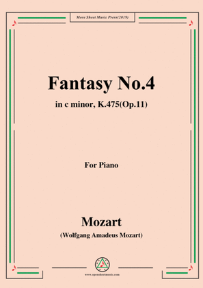 Book cover for Mozart-Fantasy No.4 in c minor,K.475,for Piano