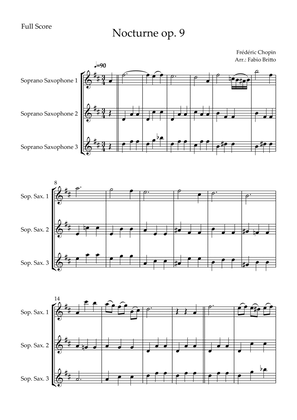 Nocturne Op.9 No. 2 (Frédéric Chopin) for Soprano Saxophone Trio