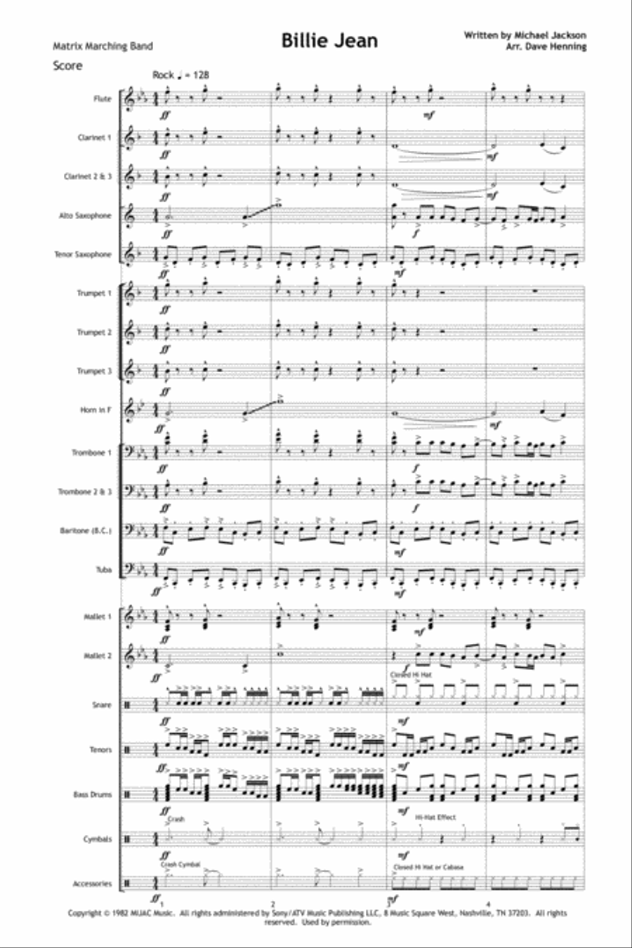Billie Jean Billie Jean Marching Band scores gallery preview page 2