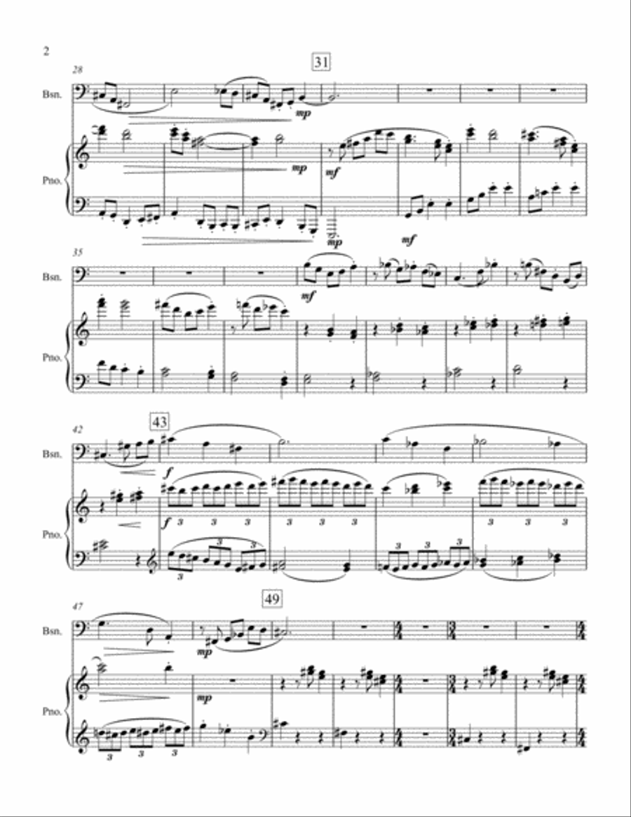 Valse for Bassoon and Piano Bassoon Solo scores gallery preview page 2