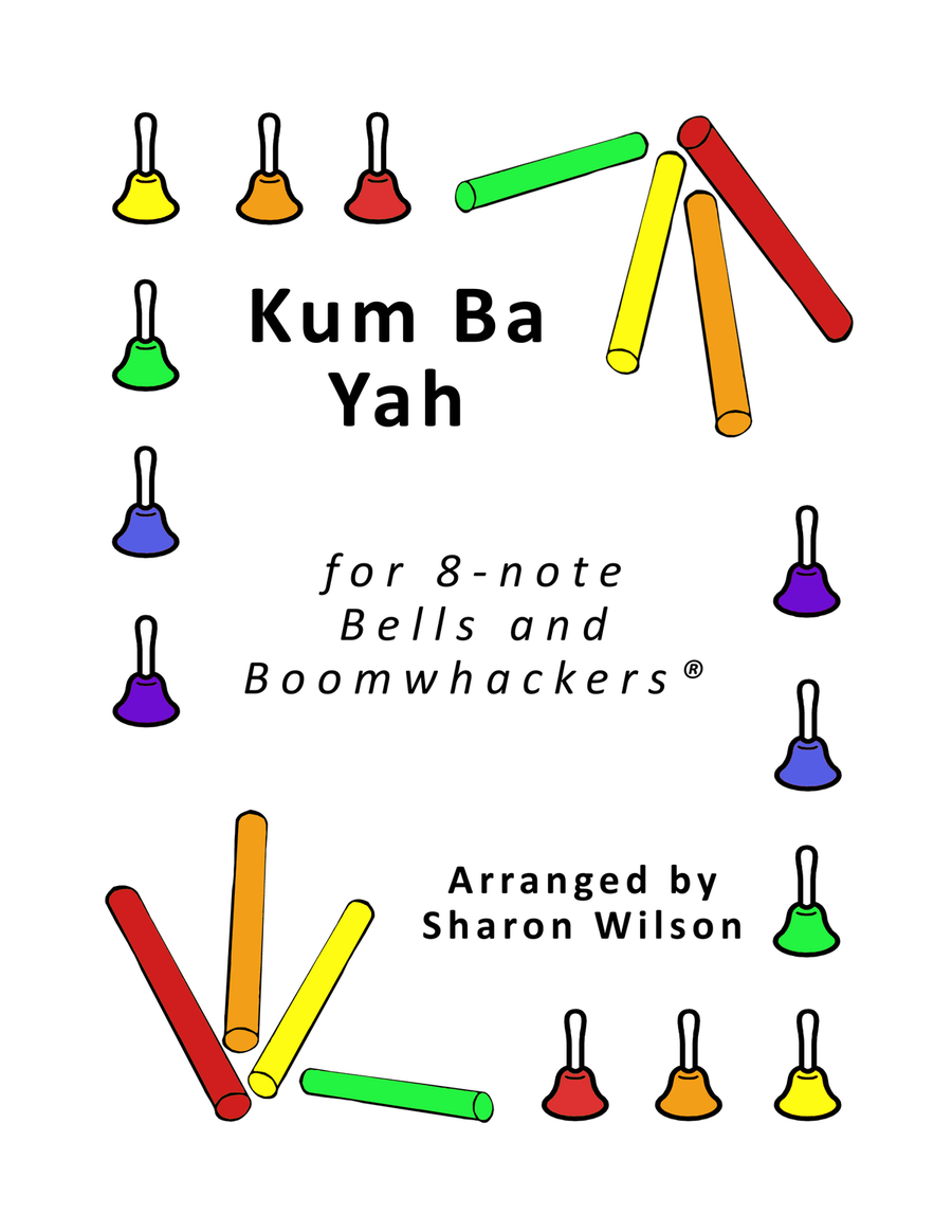 Kum Ba Yah (for 8-note Bells and Boomwhackers with Black and White Notes) Handbell Choir scores gallery preview page 1