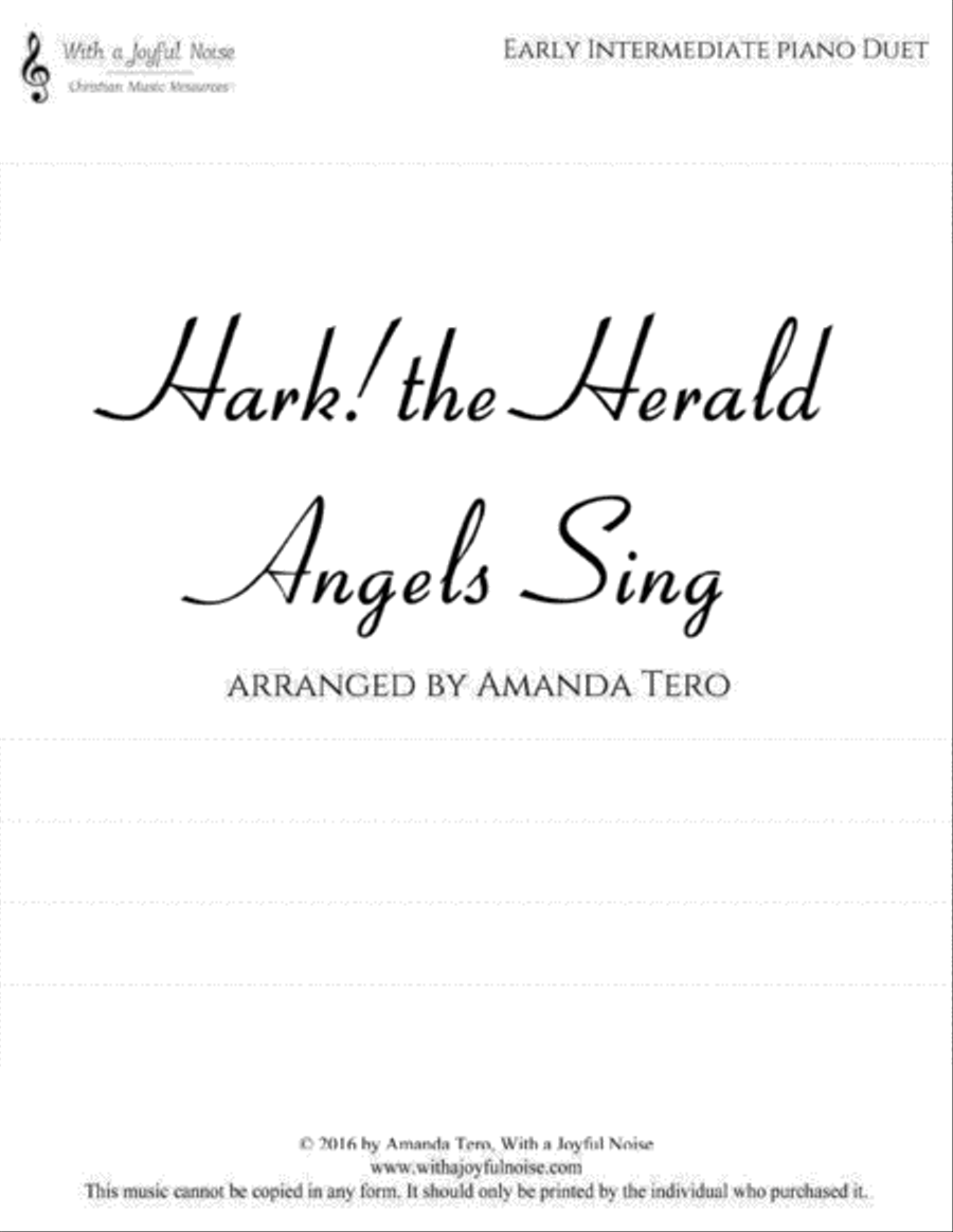 Hark! the Herald Angels Sing (piano duet) Piano Duet scores gallery preview page 2
