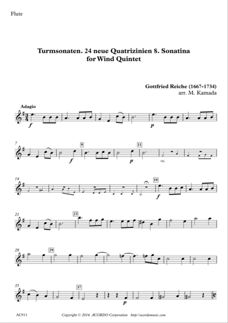 Turmsonaten. 24 neue Quatrizinien 8. Sonatina for Wind Quintet Woodwind Quintet scores gallery preview page 5