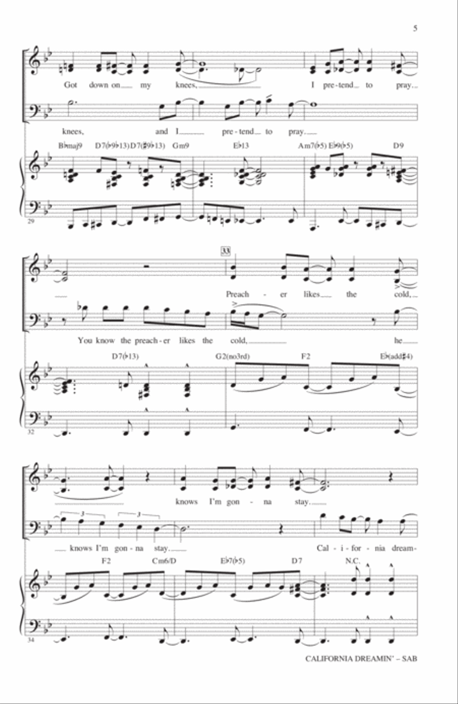 California Dreamin' 3-Part scores gallery preview page 4