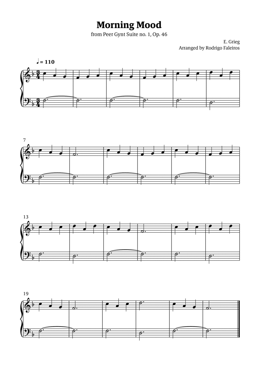 Morning Mood easy piano beginner level 1