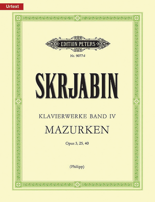 Book cover for Selected Piano Works -- Mazurkas Opp. 3, 25, 40
