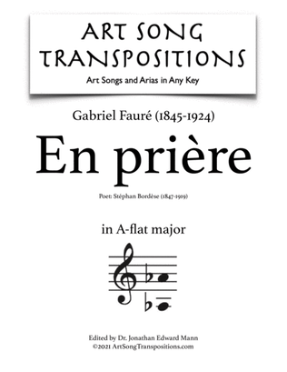 Book cover for FAURÉ: En prière (transposed to A-flat major)