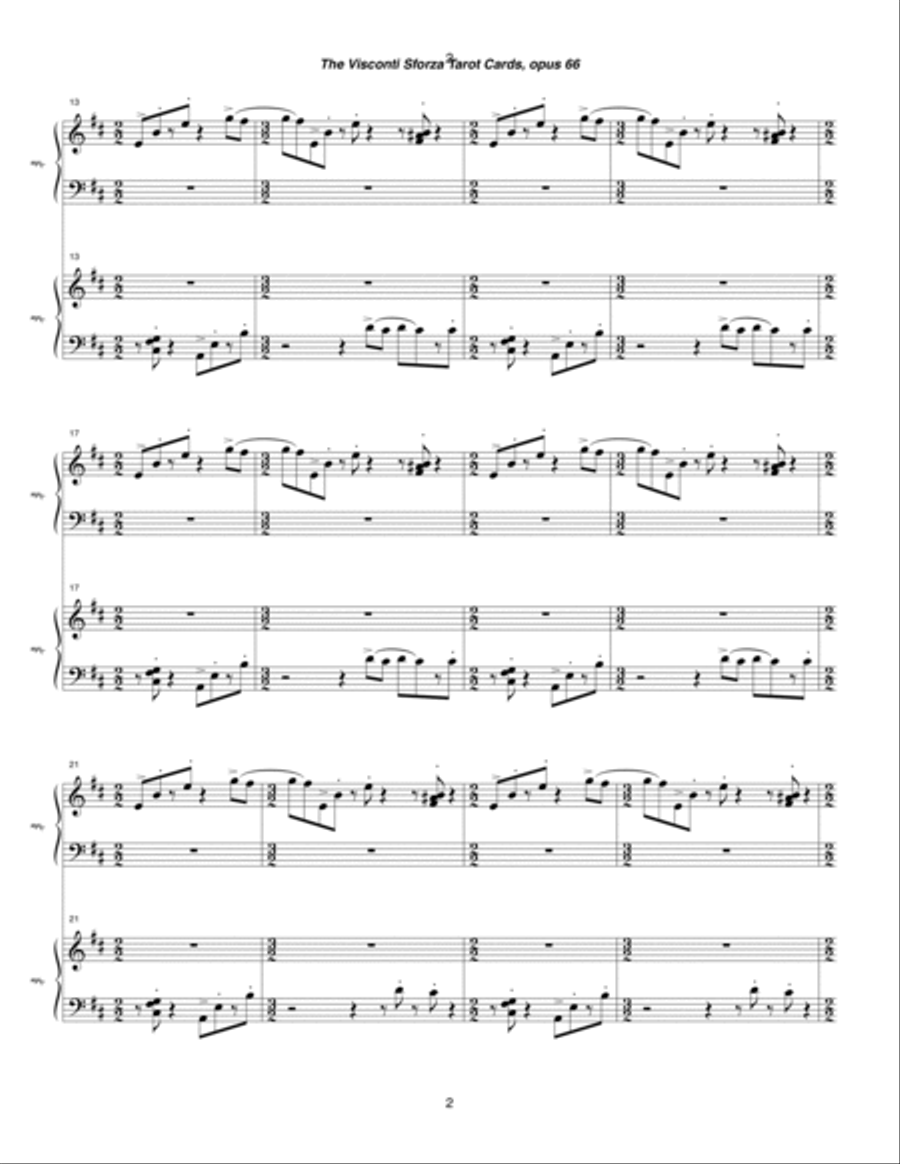 Visconti Sforza Tarot Cards, opus 66 ... Twenty Two Salon Pieces For Two Pianos (1996) 11 La Ruota d 2 Pianos, 4-Hands scores gallery preview page 2
