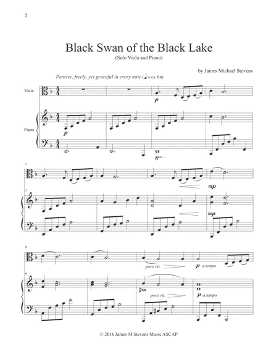 Black Swan of the Black Lake (Solo Viola & Piano) Piano scores gallery preview page 2
