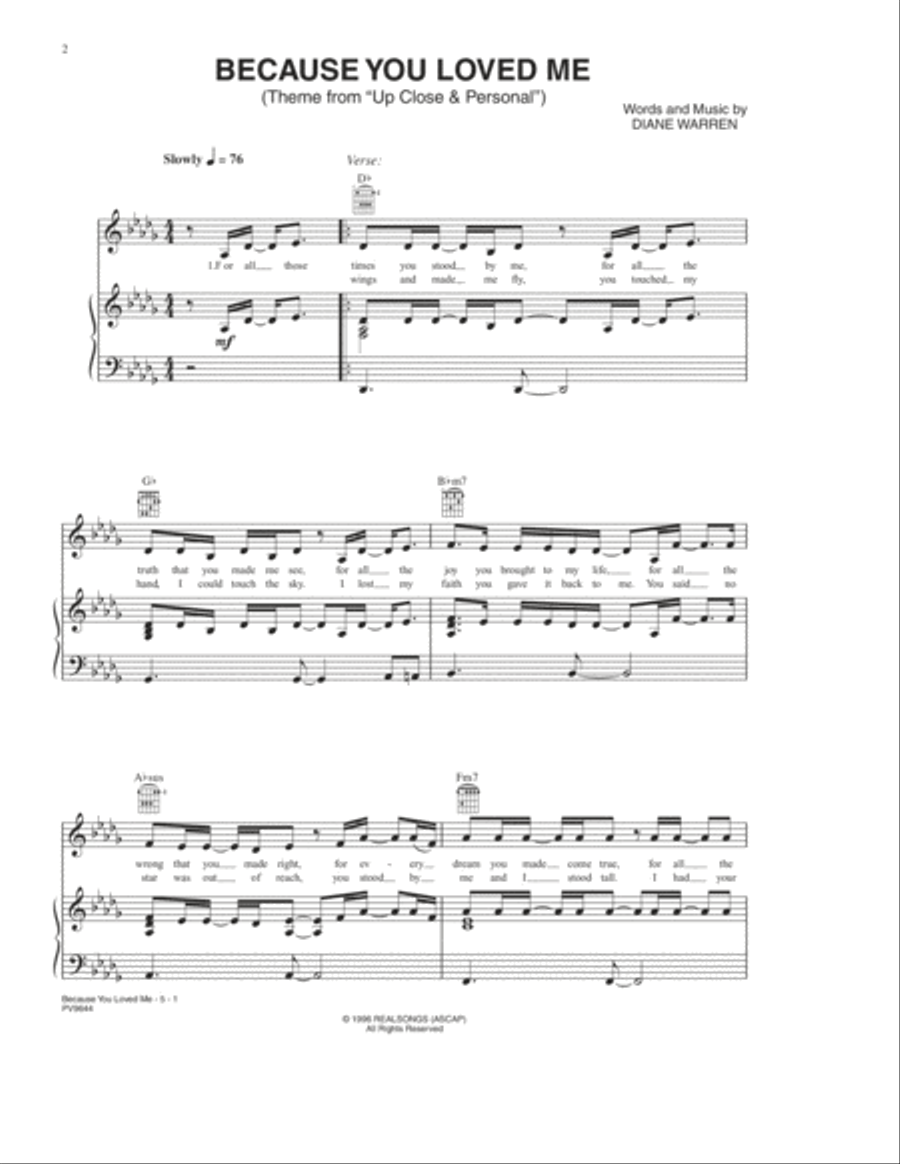 Because You Loved Me (from 
