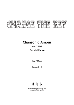 Book cover for Chanson d'Amour - F Major