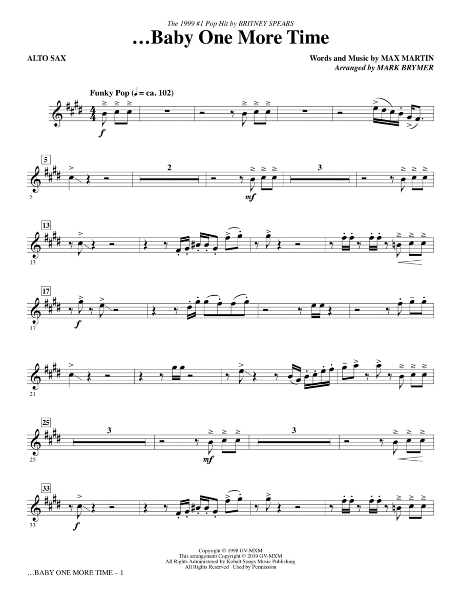 ...Baby One More Time (arr. Mark Brymer) - Alto Sax